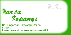 marta kopanyi business card